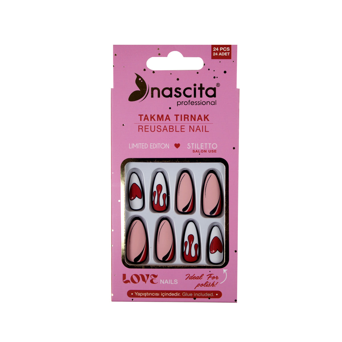 Nascita Stiletto Takma Tırnak Love 24'Lü Set NASNAIL00200