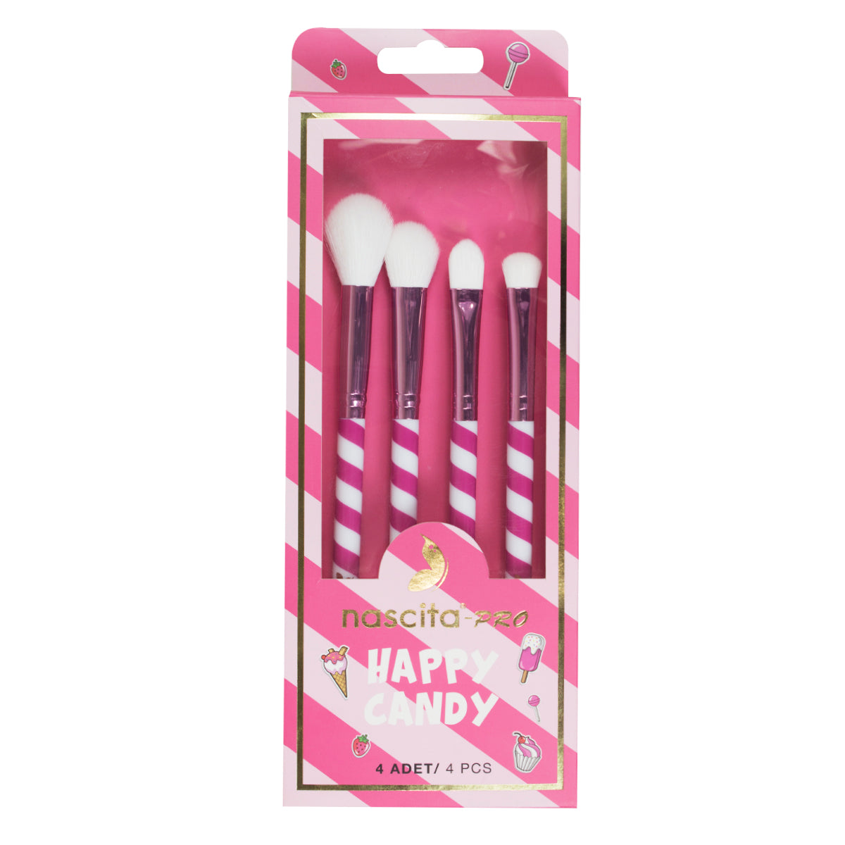 Nascita Happy Candy Pembe Göz Makyaj Fırça Seti 4'lü NASBRUSHSET108