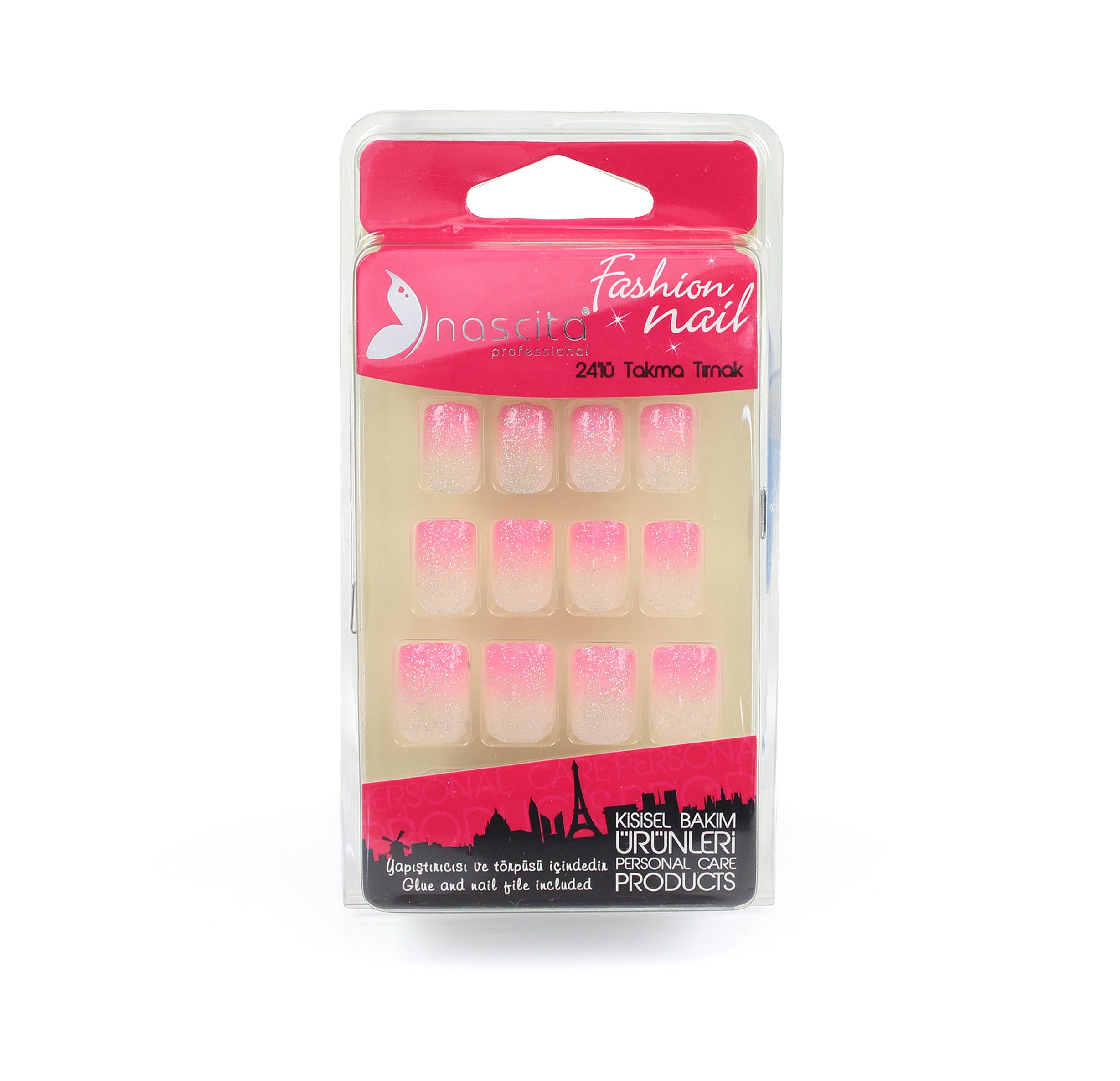 Nascita Ombre Takma Tırnak Simli - Pembe 24'Lü Set NASNAIL00112