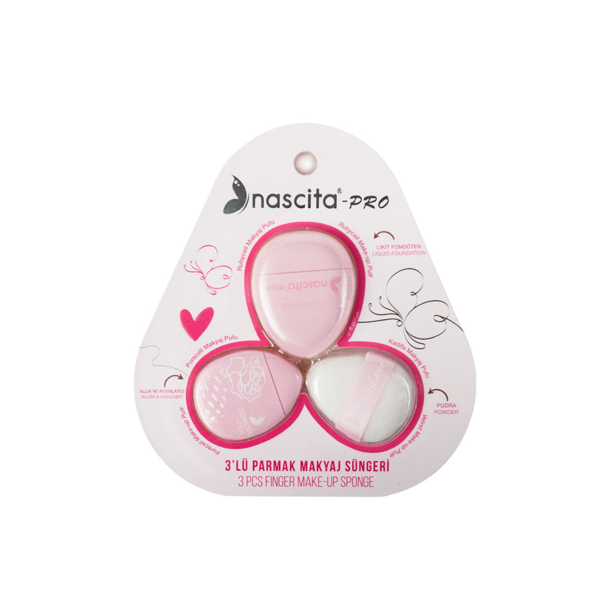 Nascita Pro 3’lü Parmak Makyaj Sünger Seti Pembe