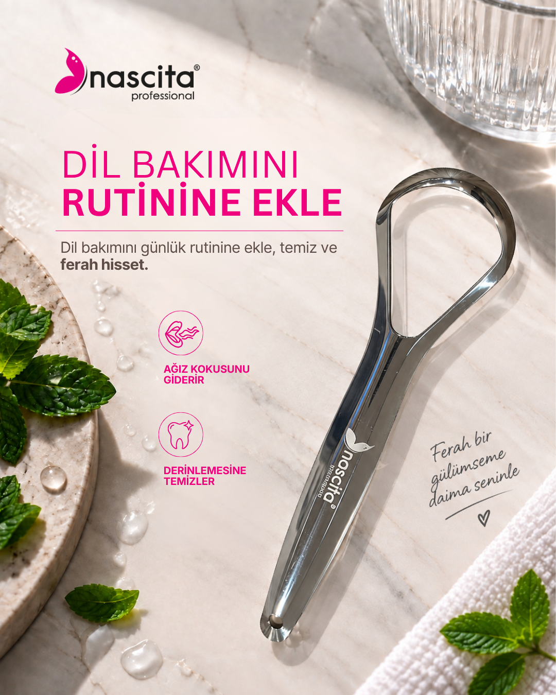 Nascita Professional Paslanmaz Çelik Dil Temizleyici
