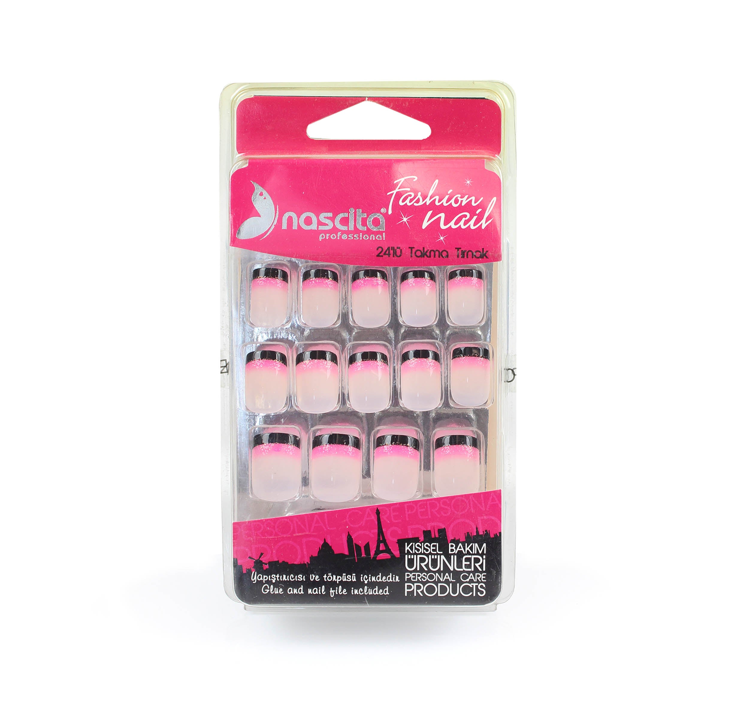 Nascita French Takma Tırnak Simli - Pembe 24’lü Set NASNAIL00092