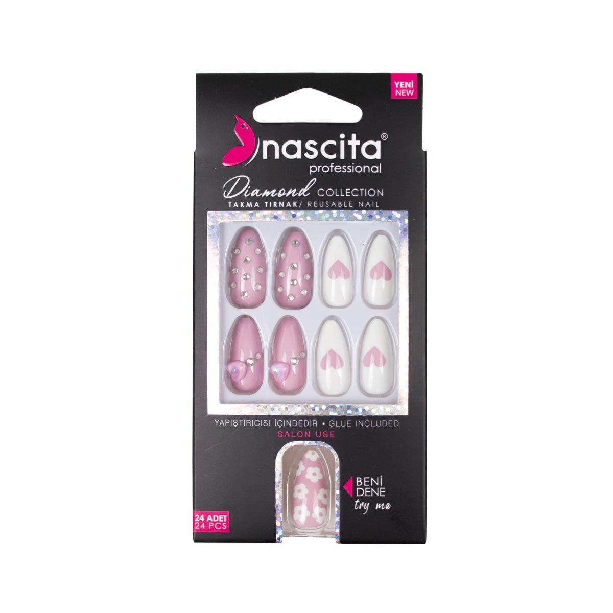 Nascita Diamond Taşlı Takma Tırnak 24'Lü Set NASNAIL00256