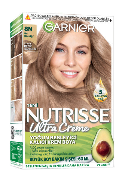 Garnier Nutrisse Yoğun Besleyici Kalıcı Krem Saç Boyası 8N Bal Köpüğü