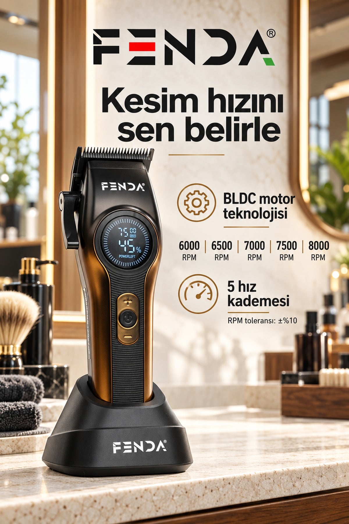 Fenda Profesyonel Saç Kesme Makinesi  Altın