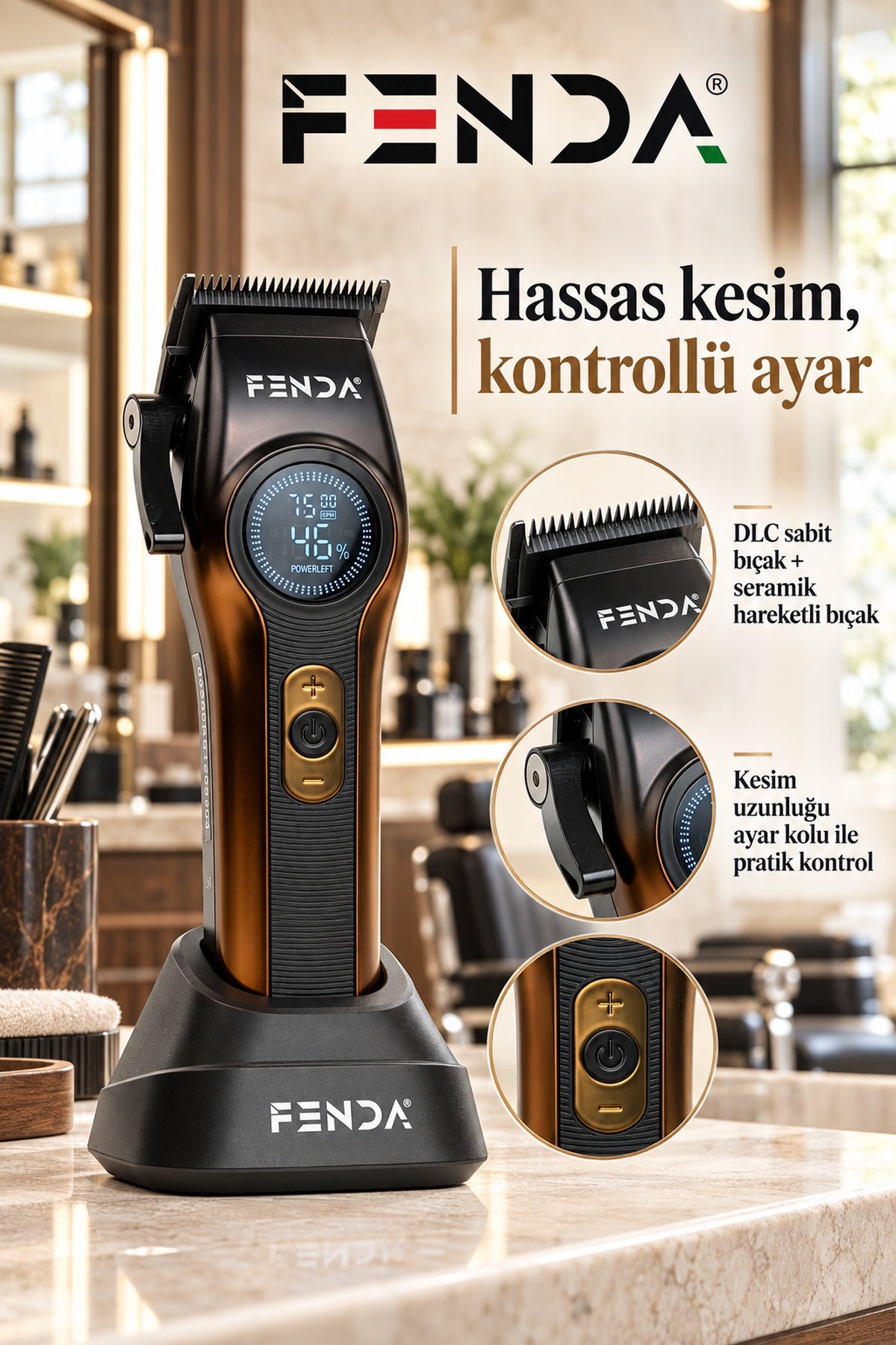 Fenda Profesyonel Saç Kesme Makinesi  Altın