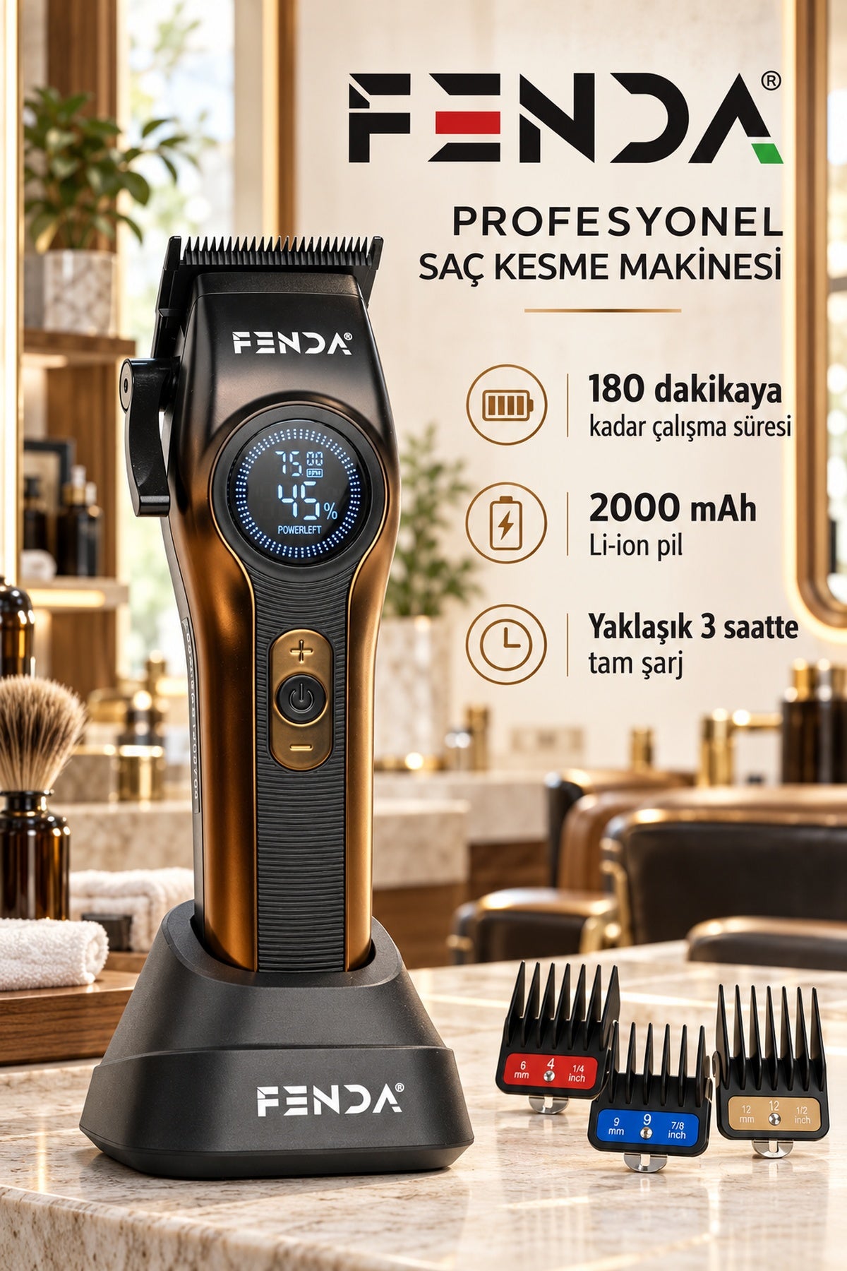 Fenda Profesyonel Saç Kesme Makinesi  Altın