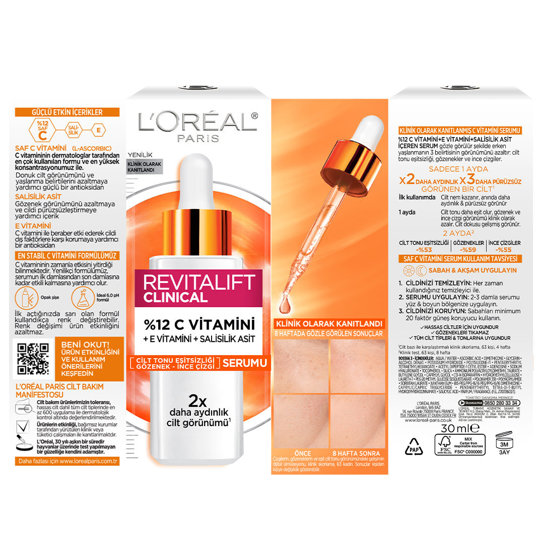 Revitalift Clinical %12 Saf C Vitamini Aydınlatıcı, Ton Eşitleyici, Gözenek Karşıtı Serum 30 ml