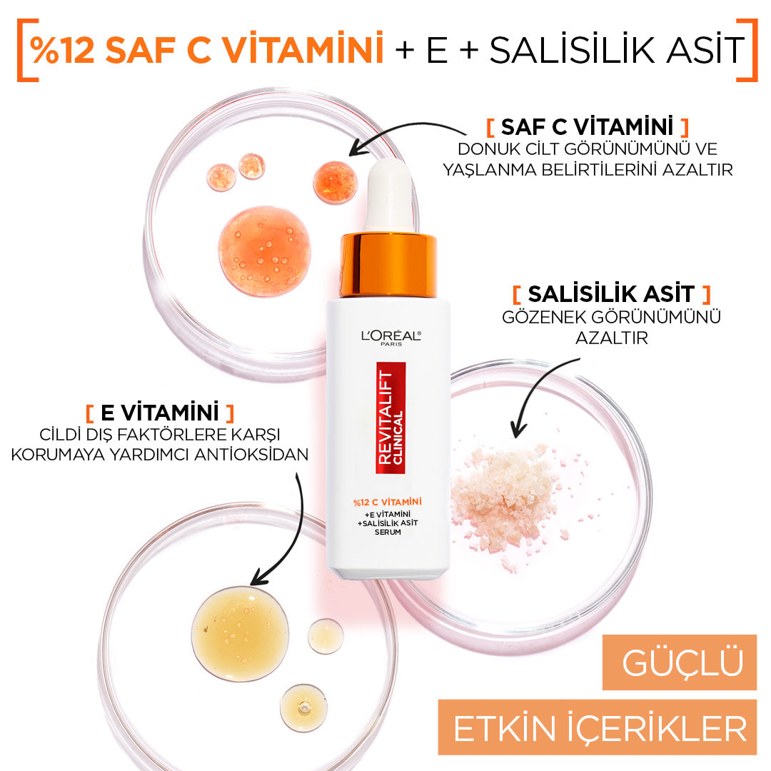 Revitalift Clinical %12 Saf C Vitamini Aydınlatıcı, Ton Eşitleyici, Gözenek Karşıtı Serum 30 ml