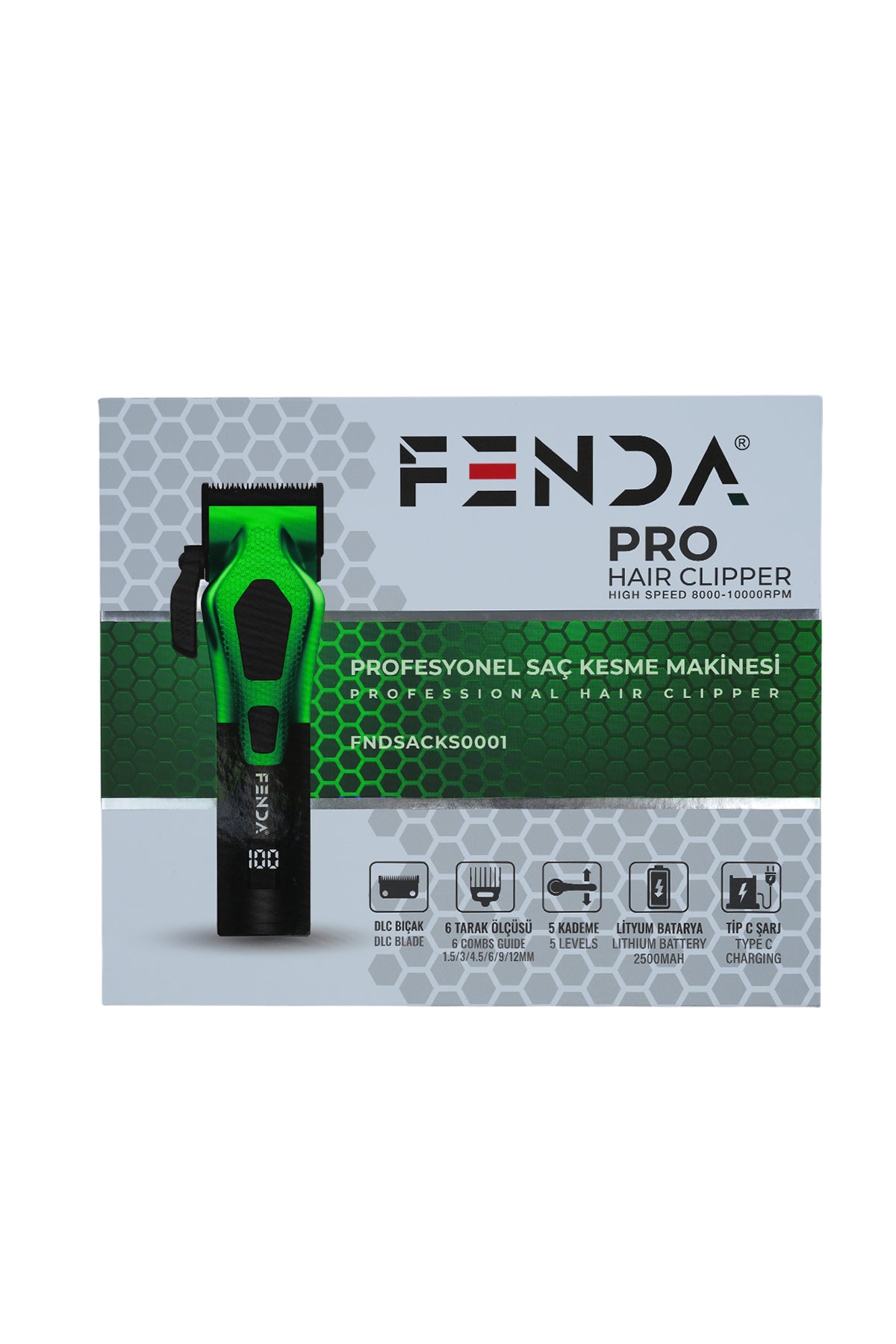 Fenda Profesyonel Saç Kesme Makinesi Yeşil FNDSACKS0001GR