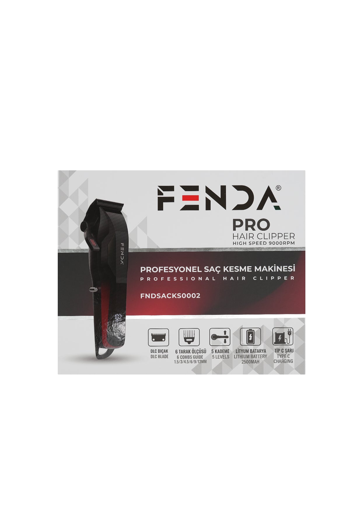 Fenda Profesyonel Saç Kesme Makinesi Kırmızı FNDSACKS0002RD