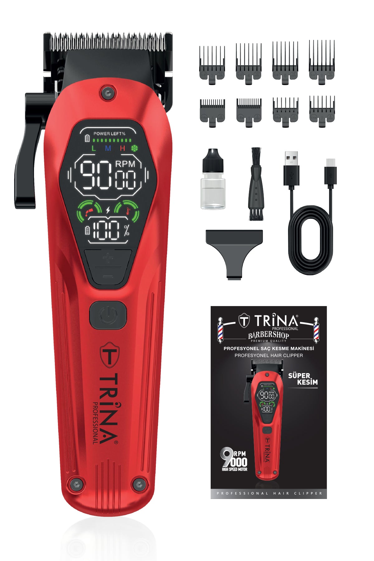 Trina Profesyonel Saç Kesme Makinesi Kırmızı TRNSACKS0079RD