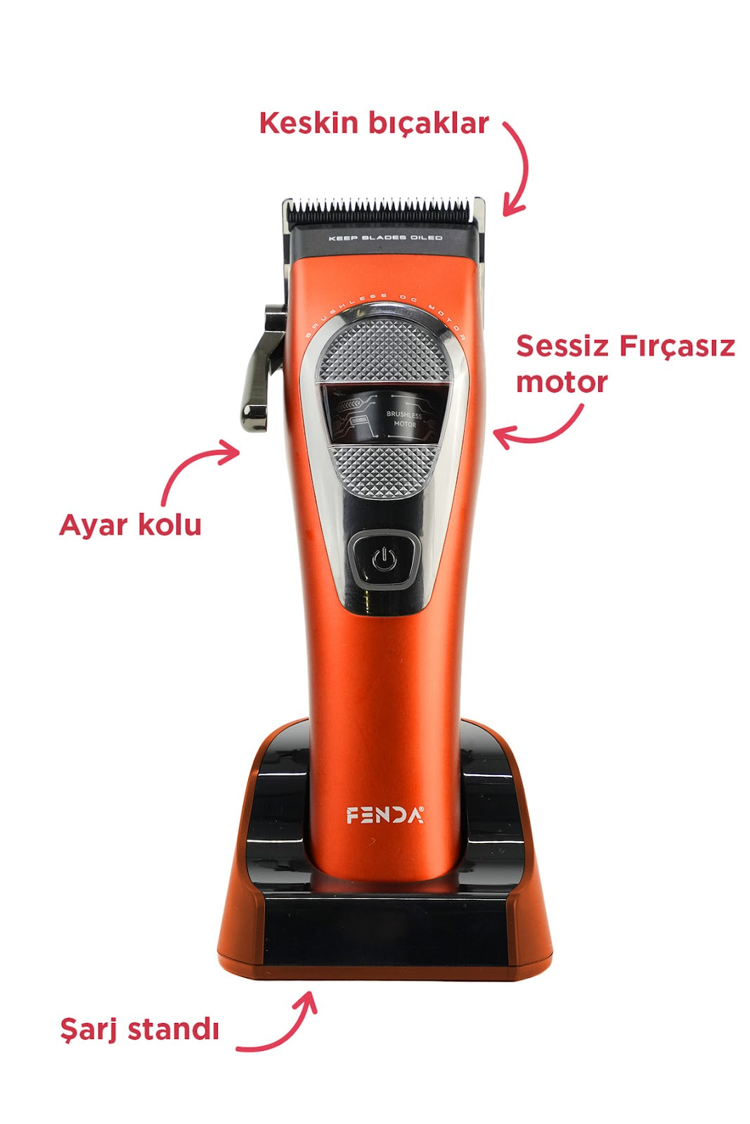 Fenda Saç ve Sakal Kesme Makinesi Seti Turuncu FNDSACKSSET012