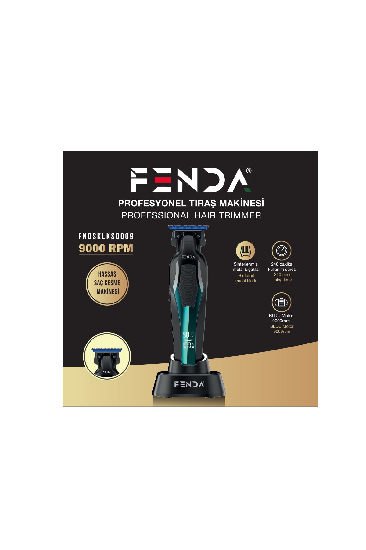 Fenda Profesyonel Saç ve Sakal Kesme Makinesi Yeşil FNDSKLKS0009GR