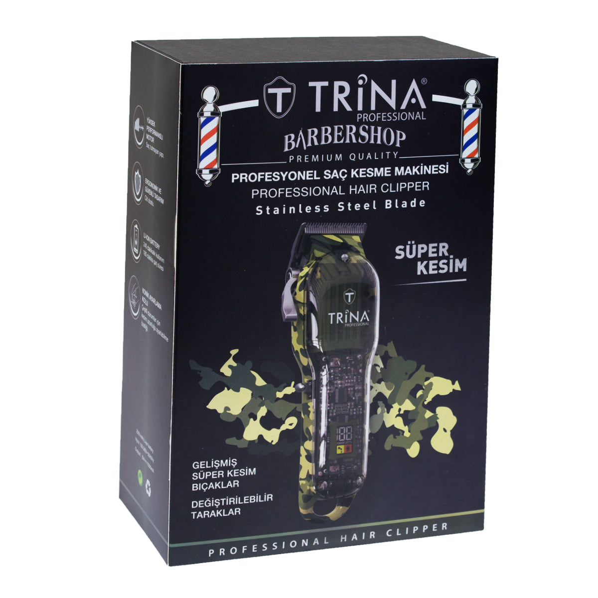 Trina Profesyonel Saç Kesme Makinesi Kamuflaj Desenli TRNSACKS0055OL
