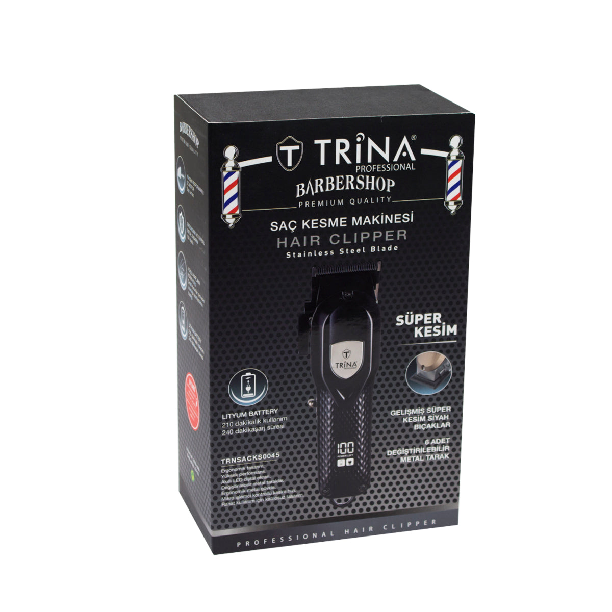 Trina Profesyonel Saç ve Ense Kesme Makinesi Siyah TRNSACKS0045-BL
