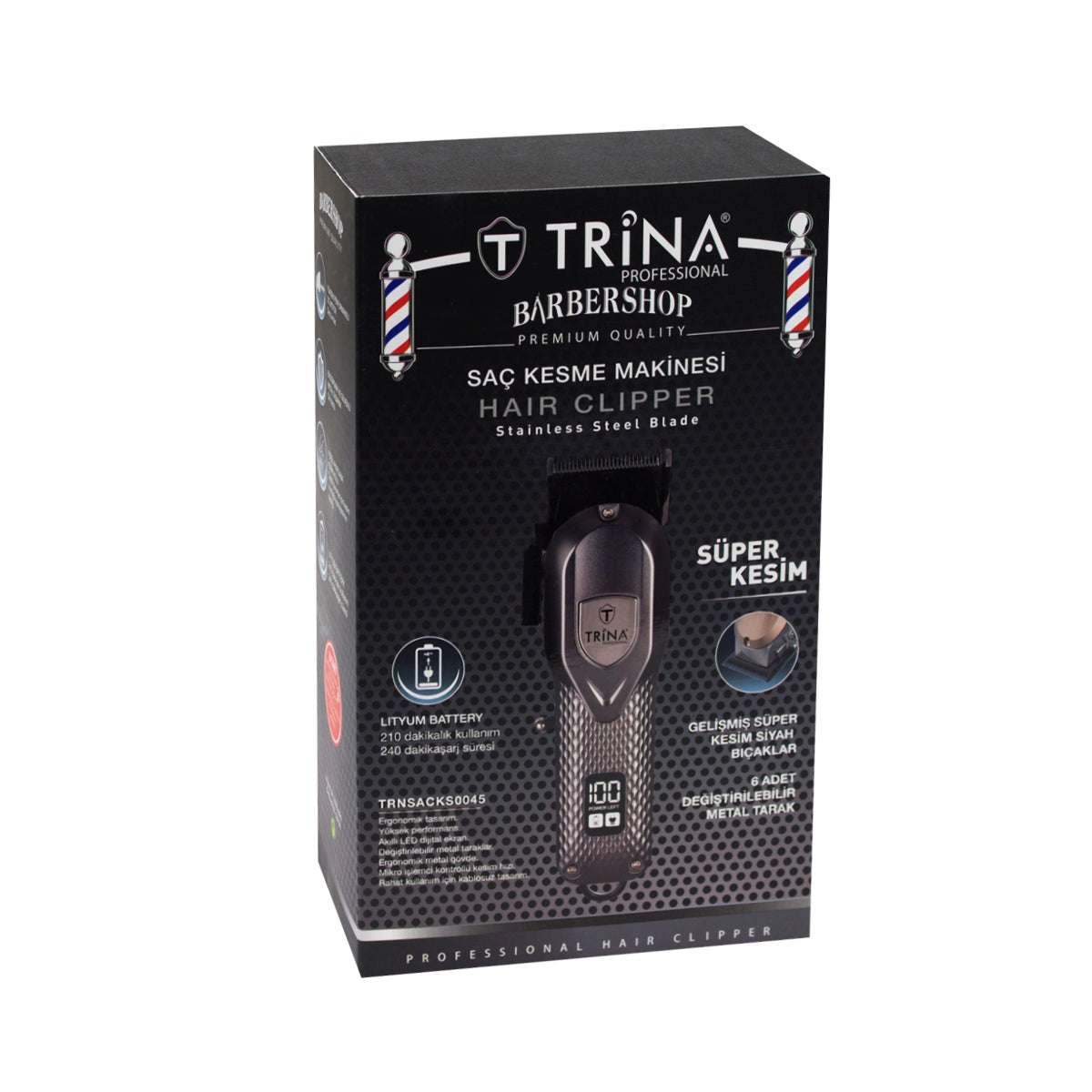 Trina Profesyonel Saç ve Ense Kesme Makinesi Silver TRNSACKS0045-S