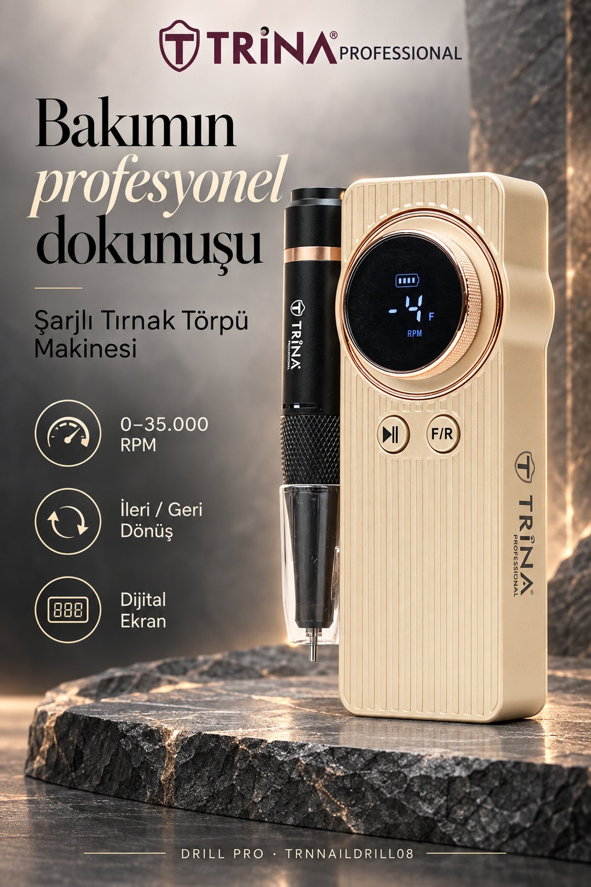 Trina Elektrikli Tırnak Törpü Makinesi Bej