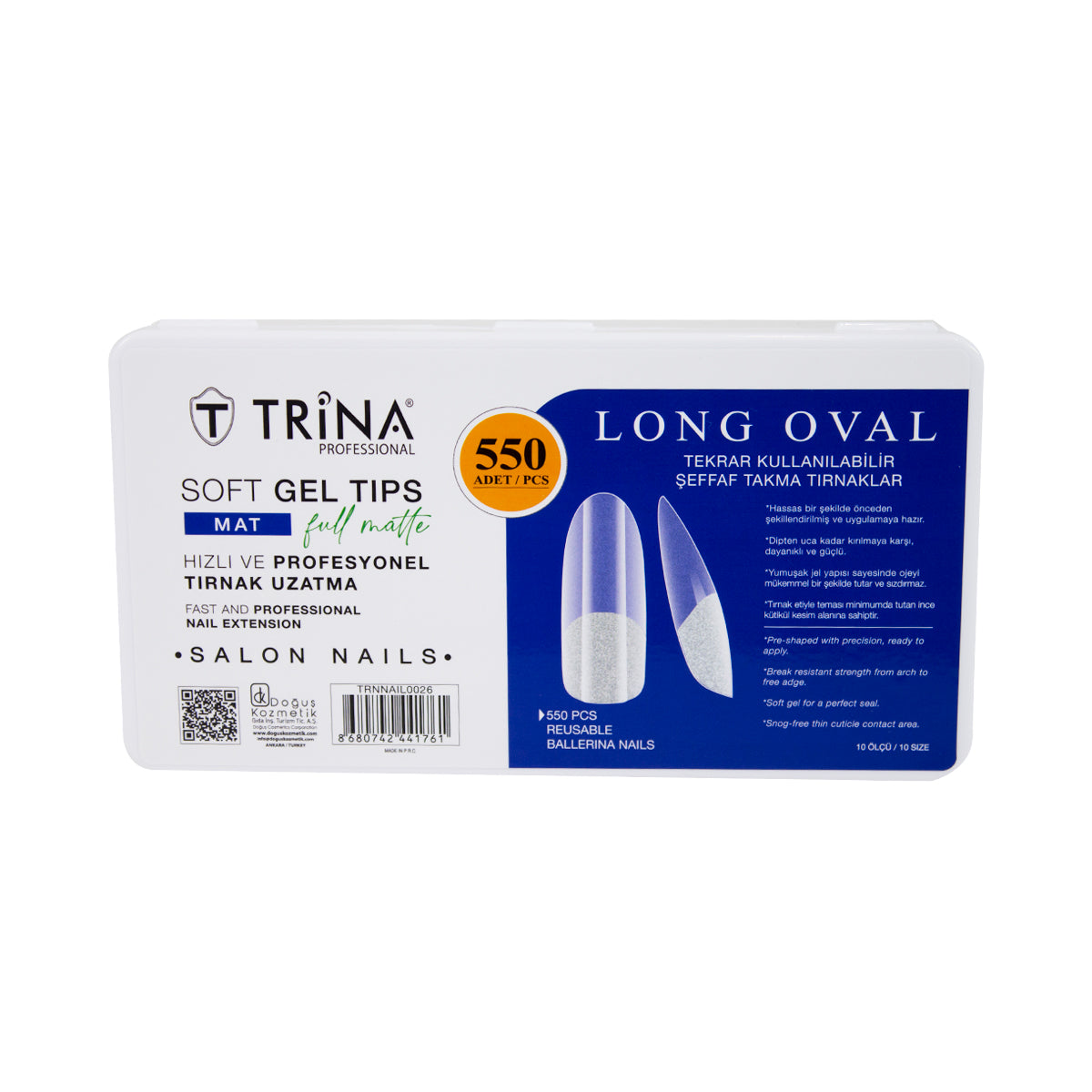 Trina Soft Jel Takma Tırnak Long Oval Full Mat 550'li TRNNAIL0026