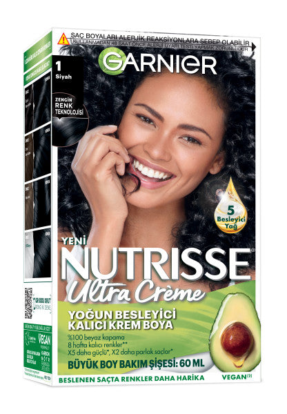 Garnier Nutrisse Yoğun Besleyici Kalıcı Krem Saç Boyası 1  Siyah