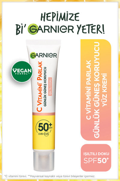 Garnier C Vitamini Parlak Günlük UV Korumalı Güneş Yüz Kremi Işıltılı Doku SPF50+ 40ml
