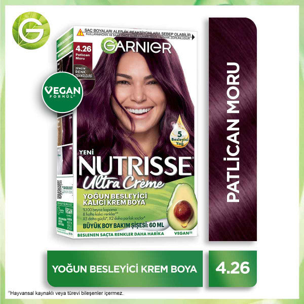 Garnier Nutrisse Yoğun Besleyici Kalıcı Krem Saç Boyası 4.26 Patlıcan Moru